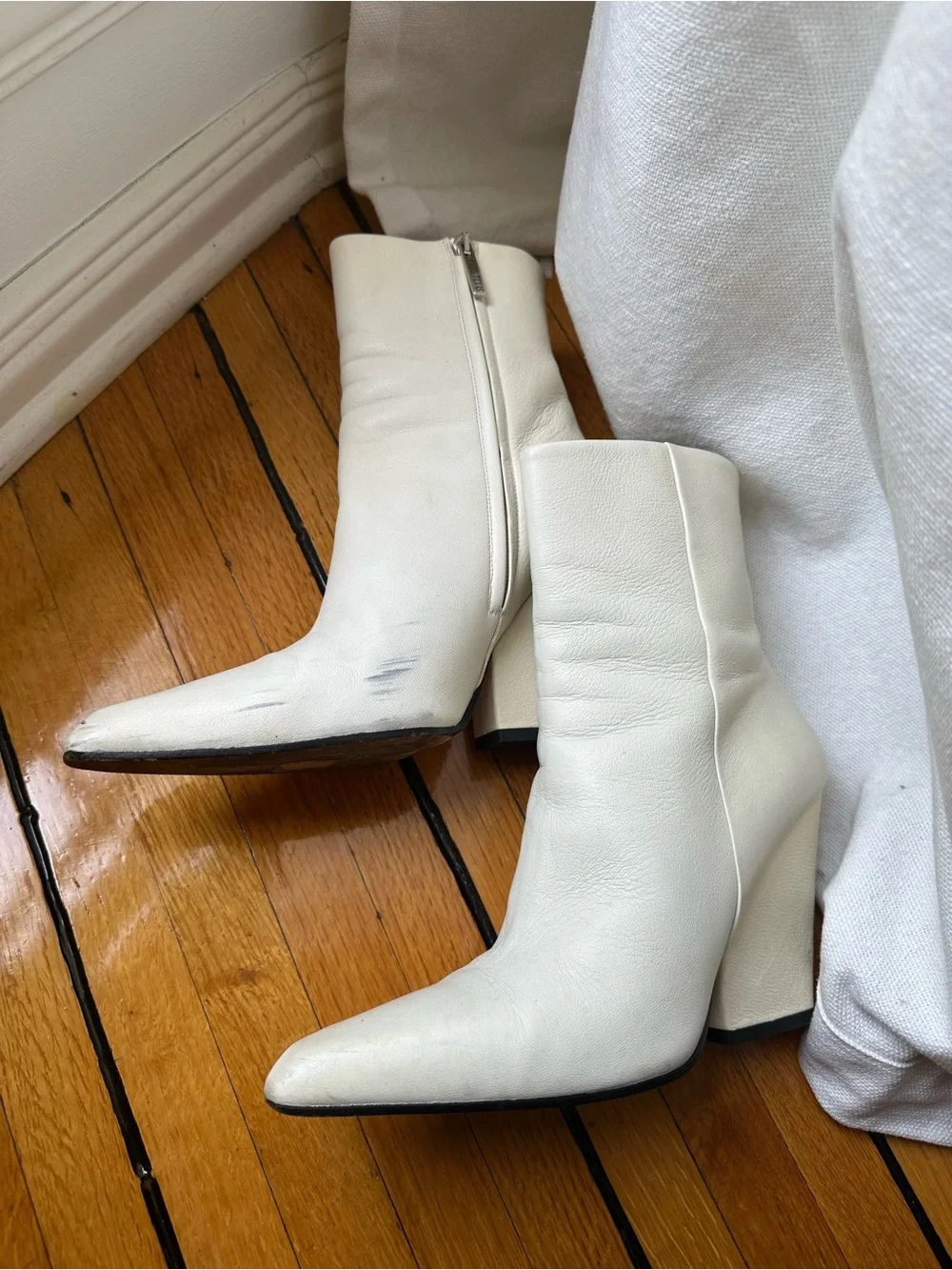 Paris Texas White Leather Ankle Boots